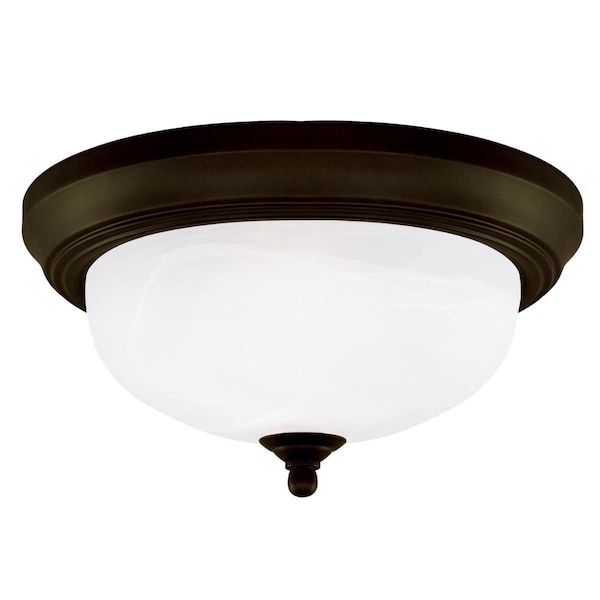 Westinghouse Fixture Ceiling Flush-Mount 60W 2Lght Classic 13In ORB Frost White Alabstr Glass 6429100 - main